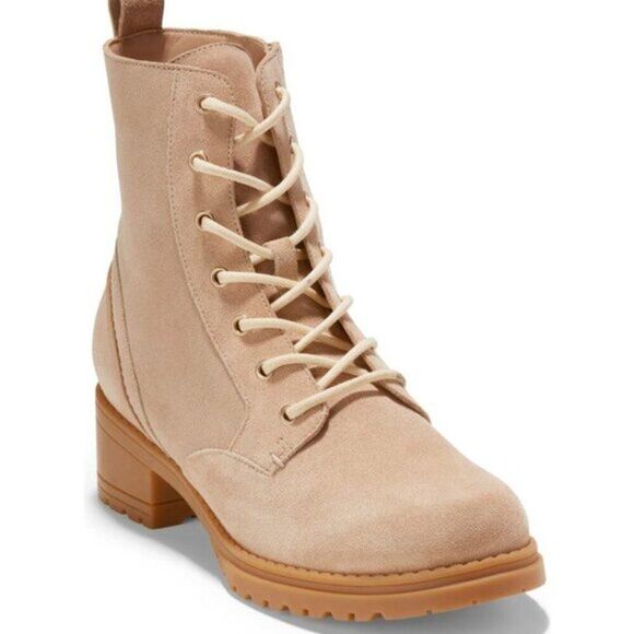 Cole Haan Women's Leather Combat Boots Waterproof‎ Lug Sole Brown Size 7